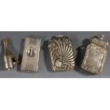 TWO VINTAGE PLATED VESTA CASES, one with crown top, and two cigar cutters (4)