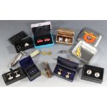 A COLLECTION OF CUFFLINKS, mostly in boxes, to include a vintage pair of white metal and Niello exam