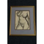 A SIGNED SKETCH OF A NUDE BY DAME LAURA KNIGHT R.A., framed and glazed, signed to the bottom right c