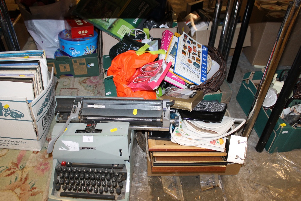 TWO TRAYS OF SUNDRIES & AN OLIVETTI TYPEWRITER