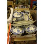 A TRAY OF BLUE & WHITE CHINA TO INC ADAMS ETC