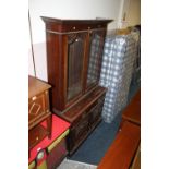 A LARGE EDWARDIAN MAHOGNAY GLAZED BOOKCASE