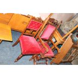 AN EDWARDIAN UPHOLSTERED ROCKING CHAIR & A DINING CHAIR (2)