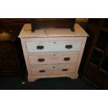 A LATE 19TH CENTURY PAINTED THREE DRAWER CHEST