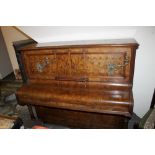 A CHALLEN & SON WALNUT CASED UPRIGHT PIANO WITH IRON FRAME