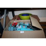 A BOX OF ROTARY CUTTERS & A BOX OF EARPHONE CLIPS