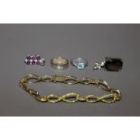 FIVE ITEMS OF DIAMOND & GEMSET JEWELLERY TO INCLUDE GOLD EXAMPLES