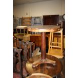 A 19TH CENTURY ROSEWOOD PEDESTAL TABLE  A/F