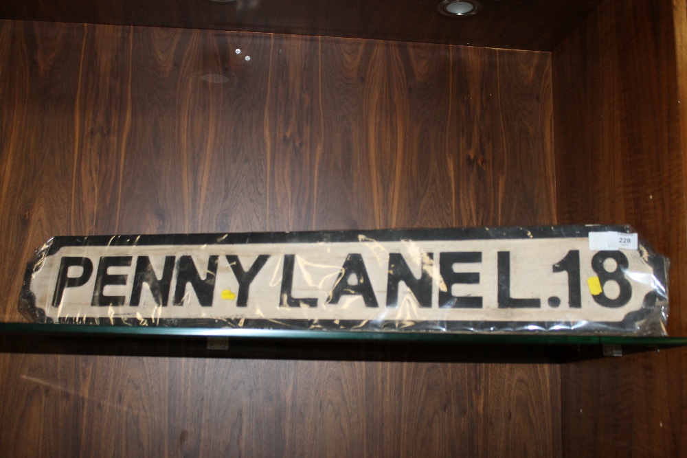 A WOODEN PENNY LANE L18 SIGN