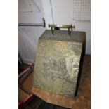 A BRASS COAL SCUTTLE