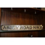 A WOODEN ABBEY ROAD NW8 SIGN