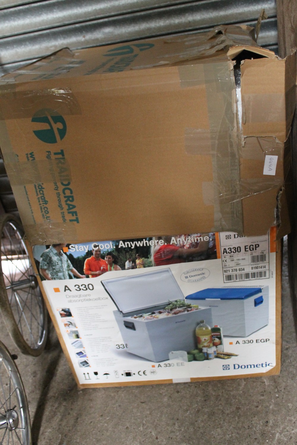 A BOXED PAIR OF BATHROOM CABINETS TOGETHER WITH A BOXED FRIDGE