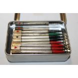 A CASED SET OF BRIDGE PENCILS STAMPED 'STERLING'