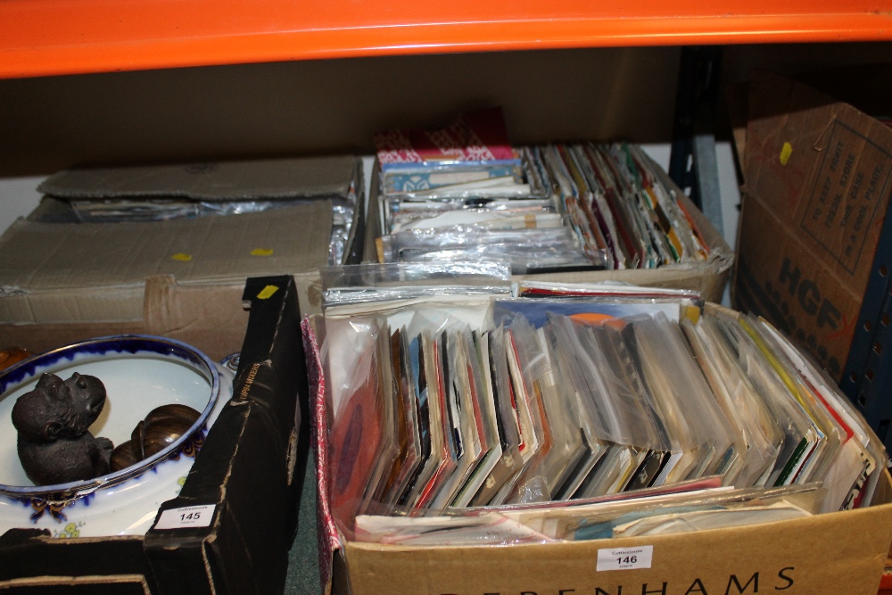 THREE TRAYS OF 7" SINGLES TO INC 10CC, T-REX ETC + ANOTHER