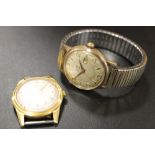 A YELLOW METAL 'TENOR' WRISTWATCH & A POLJOT WATCH FACE