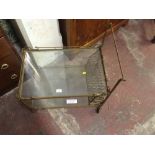 A DECORATIVE GLASS & BRASS TROLLEY