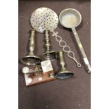 A SELECTION OF ANTIQUE BRASSWARE PLUS POSTAL SCALES