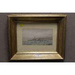 A FRAMED & GLAZED 20TH CENTURY WATERCOLOUR STUDY OF HMCS MANSFIELD BY W J SUTTON