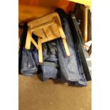 A SELECTION OF CAMPING CHAIRS, BAGS, POOL QUE, ETC