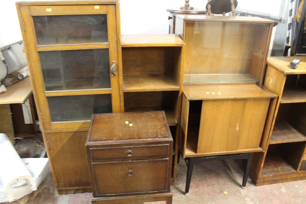 TWO BOOKCASES TOGETHER WITH TWO DISPLAY CABINETS, ETC