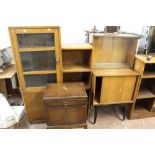 TWO BOOKCASES TOGETHER WITH TWO DISPLAY CABINETS, ETC