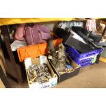 FOUR BOXES OF ASSORTED METALWARE AND HOUSEHOLD ITEMS, ETC