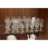 A QUANTITY OF GLASS WARE, TO INCLUDE CUT GLASS EXAMPLES, ETC