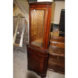 A REPRODUCTION MAHOGANY GLAZED CORNER CABINET