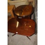 A MAHOGANY INLAID COFFEE TABLE TOGETHER WITH ANOTHER