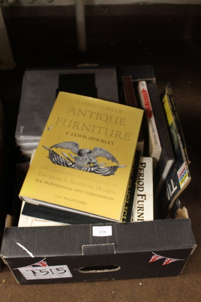 A BOX OF BOOKS TO INCLUDE ANTIQUE REFERENCE