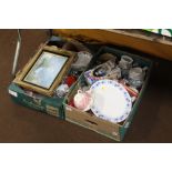 TWO TRAYS OF ASSORTED CHINA AND GLASSWARE