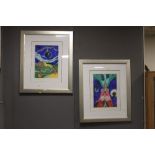 TWO FRAMED AND GLAZED SIGNED LIMITED EDITION ABSTRACT PRINTS