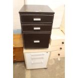 A LEATHER FILING CABINET, TOGETHER WITH ANOTHER FILING CABINET