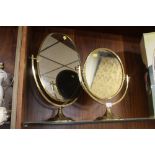 TWO BRASS DRESSING TABLE MIRRORS