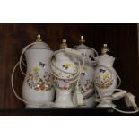 FOUR AYNSLEY COTTAGE GARDEN TABLE LAMPS