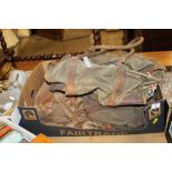 A BOX OF ASSORTED MILITARY HOLDALLS