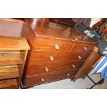 A 19TH CENTURY MAHOGANY CHEST OF TWO SHORT ABOVE THREE LONGER GRADUATED DRAWERS