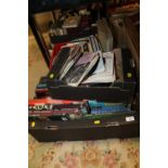 TWO TRAYS OF BOOKS & A BOX OF 7" SINGLES