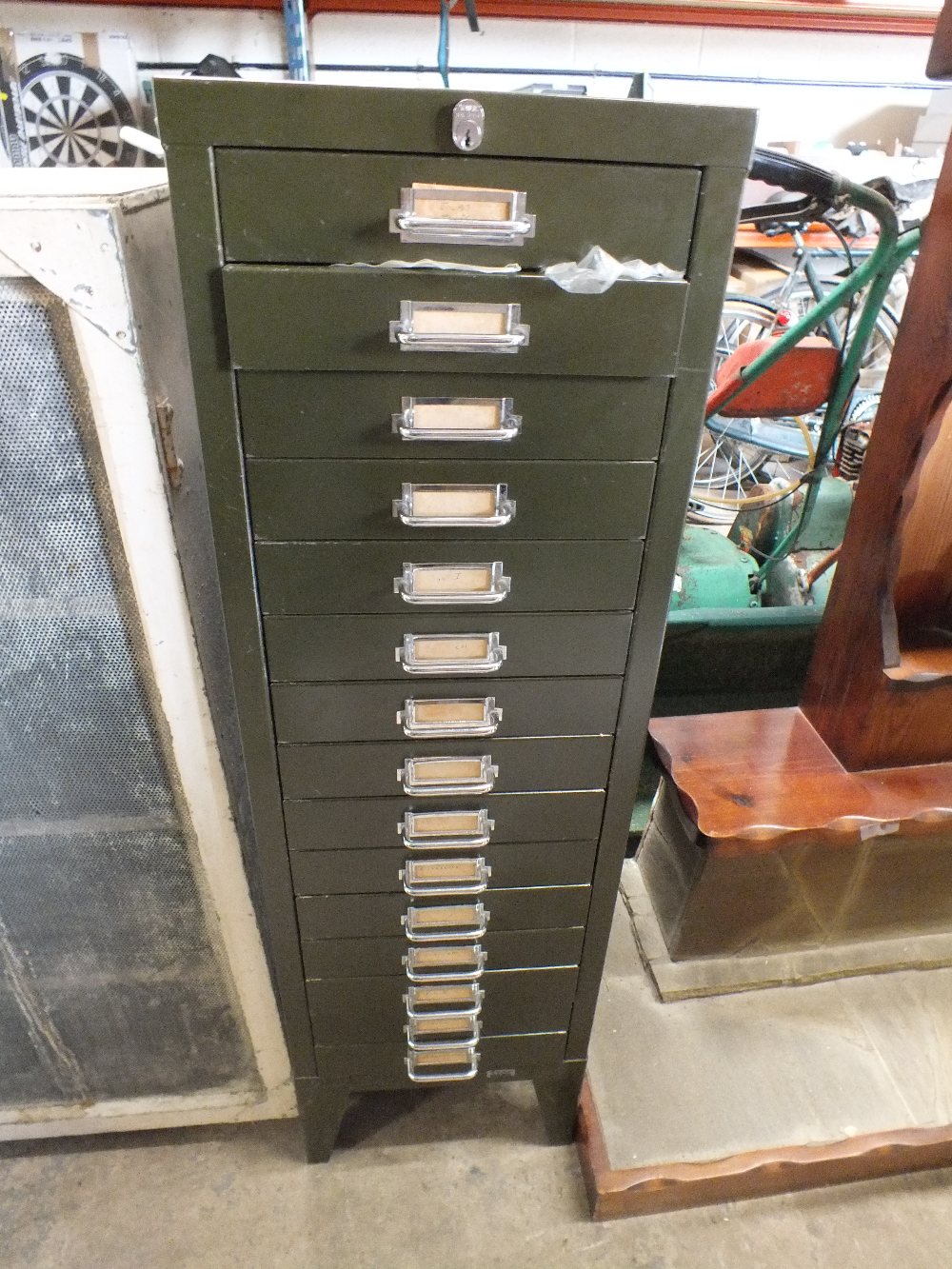 A GALVANISED STEEL CHEST OF DRAWERS