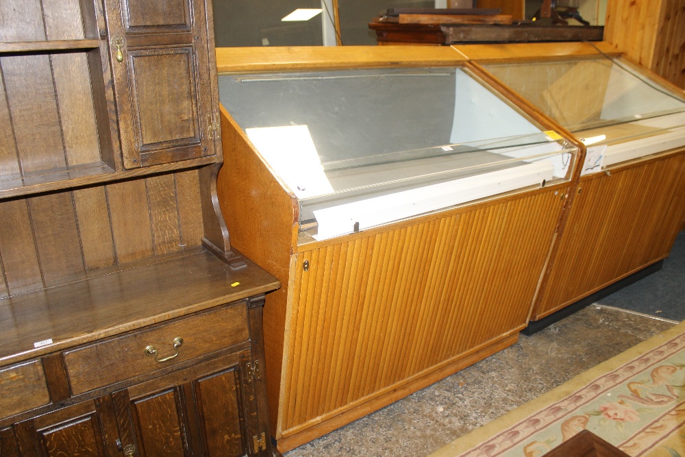 A LARGE GLAZED DISPLAY CABINET - FROM BIRMINGHAM PEN MUSEUM