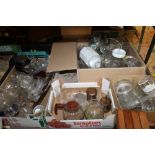 FOUR BOXES OF ASSORTED GLASSWARE TO INC BABYCHAM GLASSES