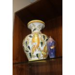 A LARGE ITALIAN STYLE VASE TOGETHER WITH A SMALL DRAGONFLY VASE