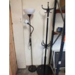 A STANDING LAMP TOGETHER WITH A COAT STAND