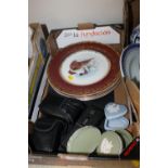 A TRAY OF CERAMICS TO INC WEDGWOOD JASPERWARE