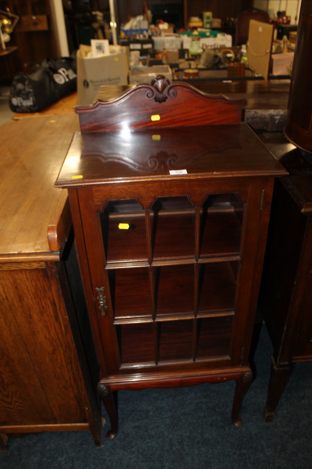 A SMALL EDWARDIAN MAHOGANY GLAZED DISPLAY CABINET