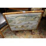 AN ORIENTAL STYLE WATERCOLOUR FIRESCREEN