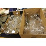 TWO BOXES OF MIXED GLASSWARE ETC