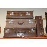 FOUR VINTAGE SUITCASES TO INC LEATHER EXAMPLES
