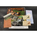 A COLLECTION OF EPHEMERA TO INCLUDE MECCANO BOOKLETS, ADVERTISING ITEMS, ETC