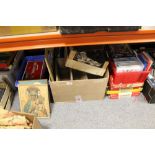 A LARGE QUANTITY OF ASSORTED SUNDRIES TO INC A LEATHER SUITCASE, MAN UNITED COLLECTABLES ETC